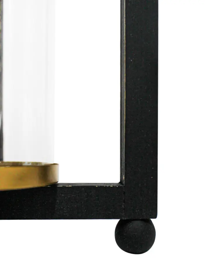 Candelabro de metal con pantalla de cristal de 18.5x18.5x42cm - Image 3