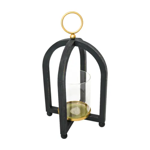 Candelabro de metal con pantalla de cristal de 15.3×15.3×35.7cm