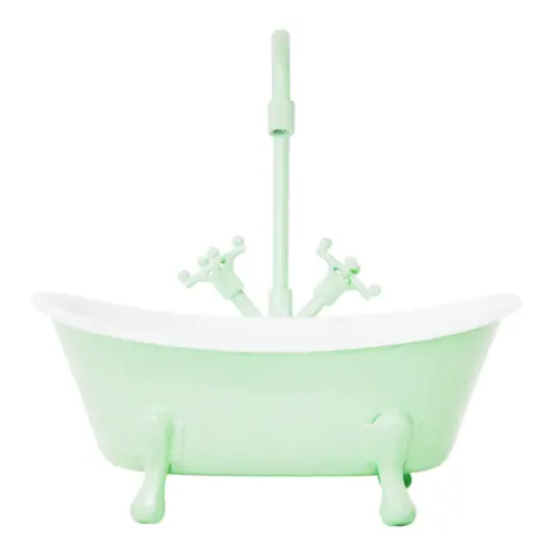 Maceta de metal diseño tina de baño verde de 18×12.5×17.5cm