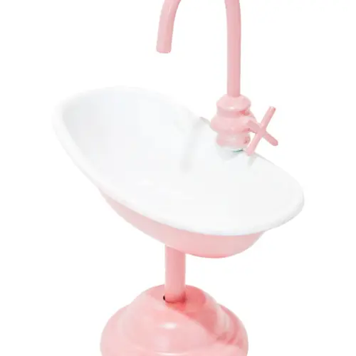 Maceta de metal diseño tina de baño en base rosa de 14×8.5x19cm