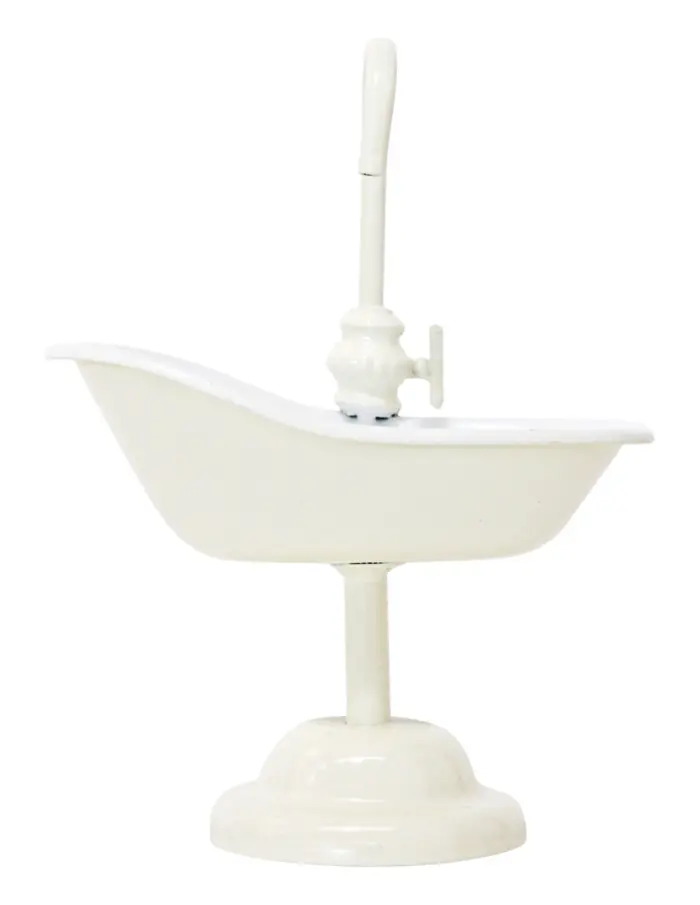 Maceta de metal diseño tina de baño en base blanca de 14x8.5x15cm - Image 2