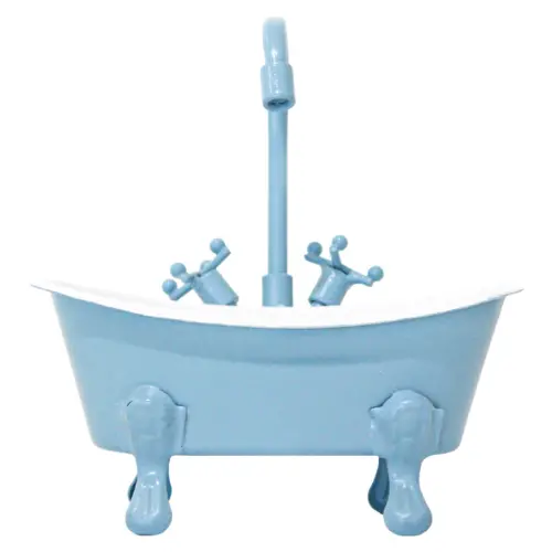 Maceta de metal diseño tina de baño azul de 14×8.5x19cm