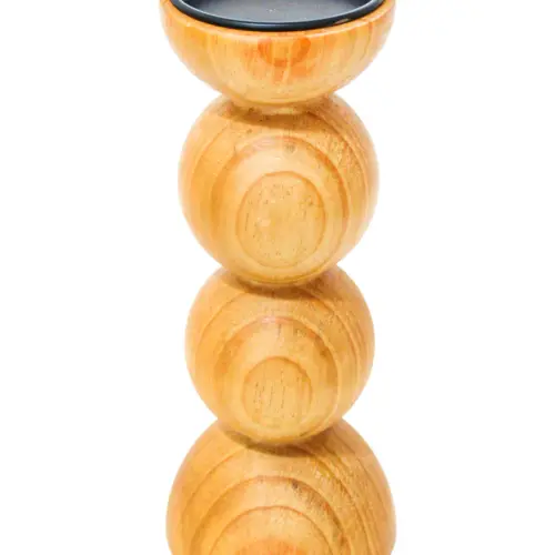 Candelabro de madera natural de 12x12x28.3cm
