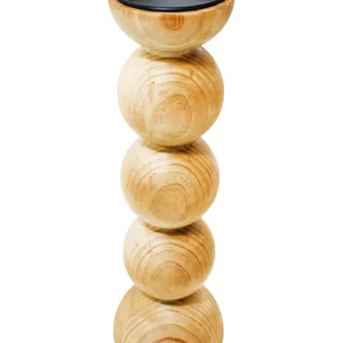 Candelabro de madera natural de 12x12x37cm