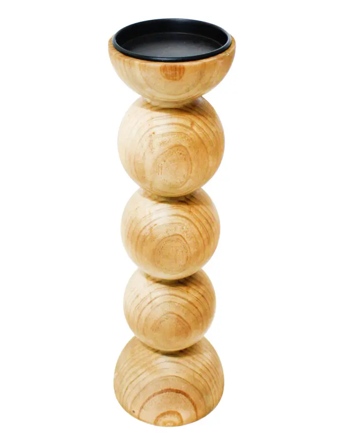 Candelabro de madera natural de 12x12x37cm - Image 2