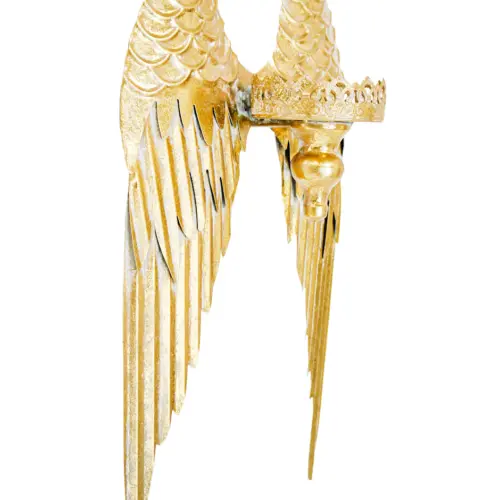 Candelabro diseño alas doradas de metal de 28.5×12.5x46cm