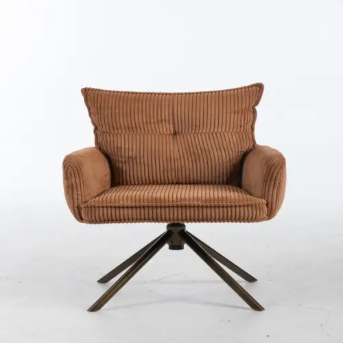 Sillon giratorio de terciopelo marrón de 59x63x90cm peso soportado136kgs
