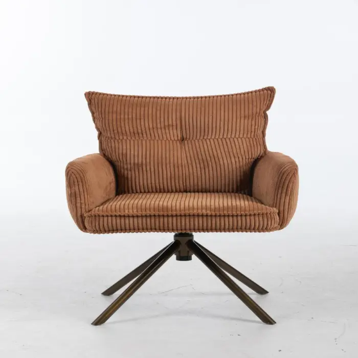 Sillon giratorio de terciopelo marrón de 59x63x90cm peso soportado136kgs - Image 2