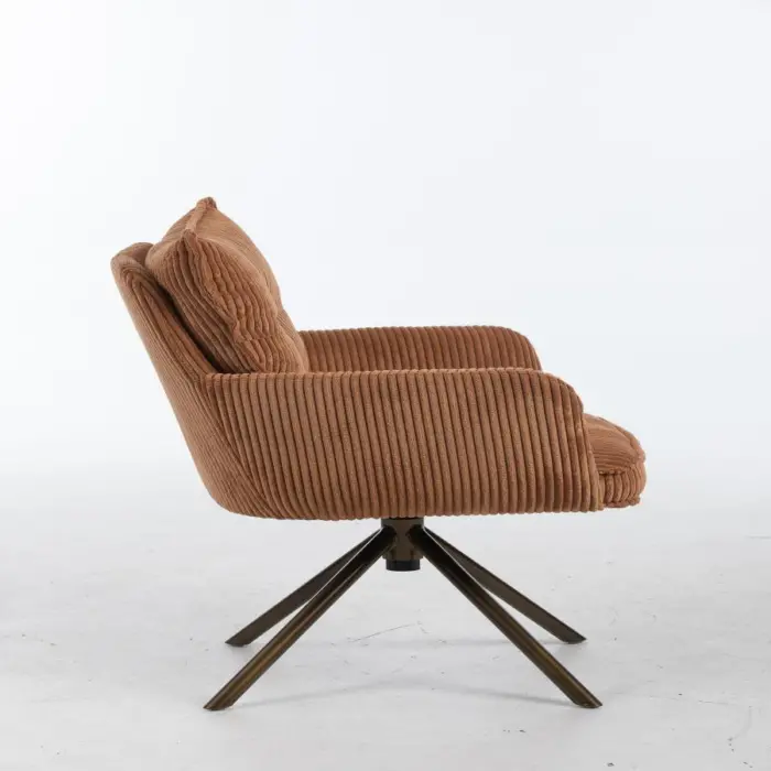 Sillon giratorio de terciopelo marrón de 59x63x90cm peso soportado136kgs - Image 3
