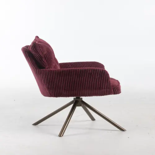 Sillon giratorio de terciopelo guinda de 59x63x90cm peso soportado136kgs