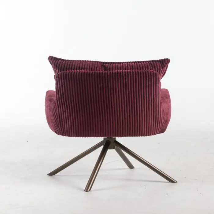 Sillon giratorio de terciopelo guinda de 59x63x90cm peso soportado136kgs - Image 3