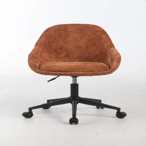 Sillon giratorio de terciopelo marrón de 56.5x61x77.5/87cm peso soportado136kgs