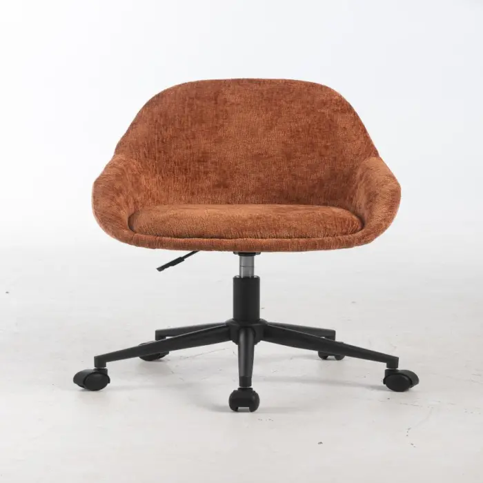 Sillon giratorio de terciopelo marrón de 56.5x61x77.5/87cm peso soportado136kgs - Image 2