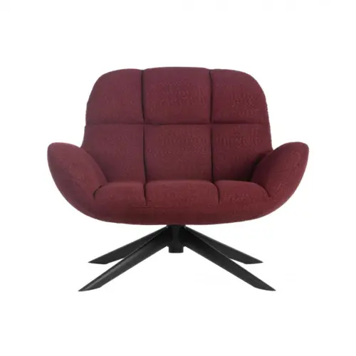 Sillón giratorio de terciopelo guinda de 72x81x89cm peso soportado136kgs