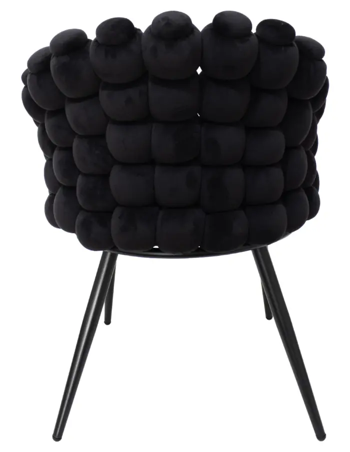 Silla de terciopelo negra con respaldo de bolas y patas de metal de 63x59x81cm - Image 3