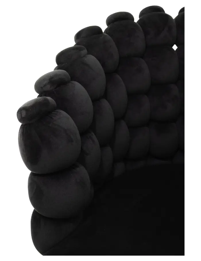 Silla de terciopelo negra con respaldo de bolas y patas de metal de 63x59x81cm - Image 4