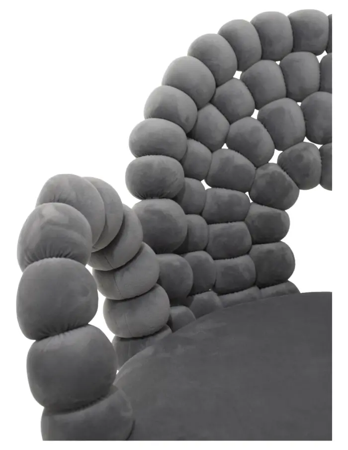 Silla de terciopelo gris oscuro diseño bolas con patas de metal de 61x58x87cm - Image 4