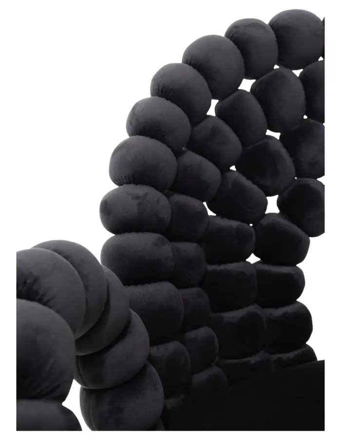 Silla de terciopelo negro diseño bolas con patas de metal de 61x58x87cm - Image 4
