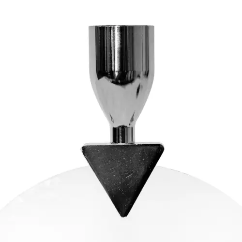 Candelabro de metal plateado para 1 vela con base de mármol de 14x8x26cm