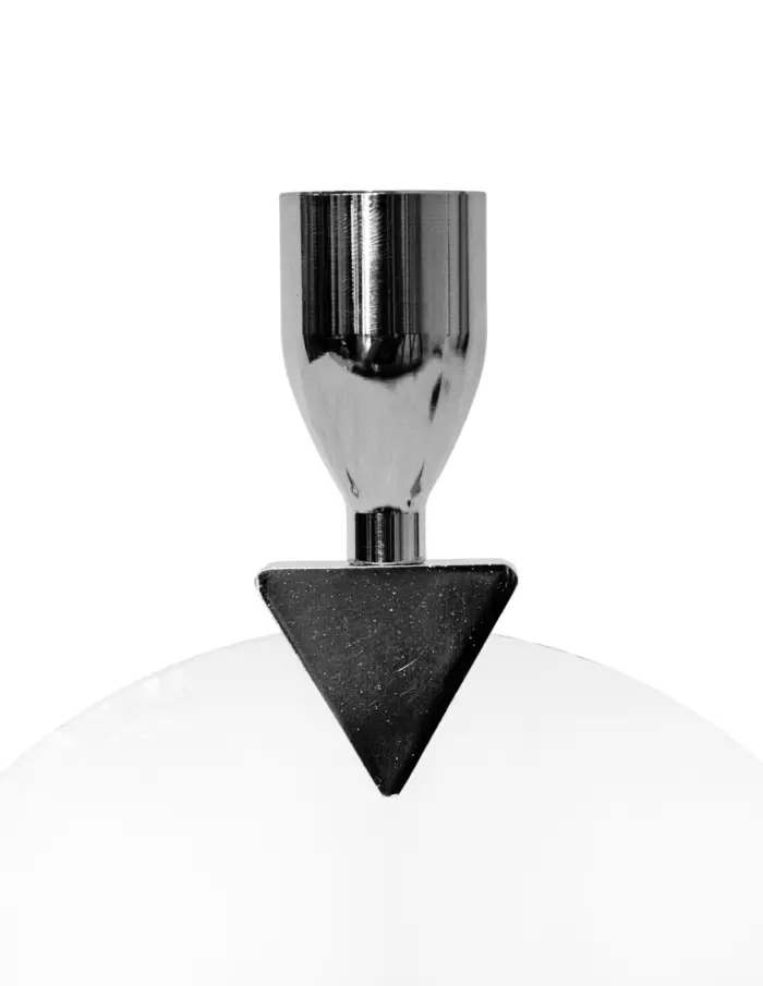 Candelabro de metal plateado para 1 vela con base de mármol de 14x8x26cm - Image 2