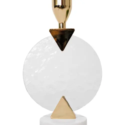 Candelabro de metal dorado para 1 vela con base de mármol de 10x6x17cm