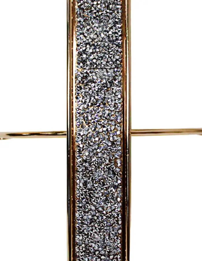 Dulcero de metal de 3 niveles dorado con vidrio de 21x21x55 - Image 3