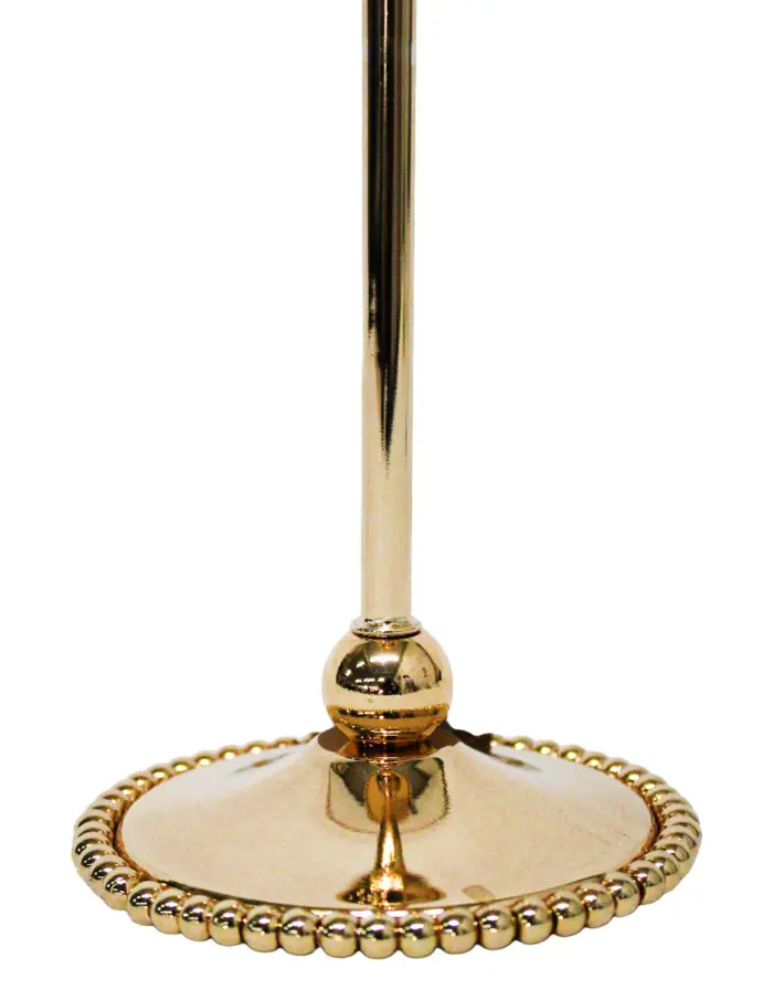 Candelabro de metal dorado con cilindro de vidrio de 12x12x33.5cm - Image 3
