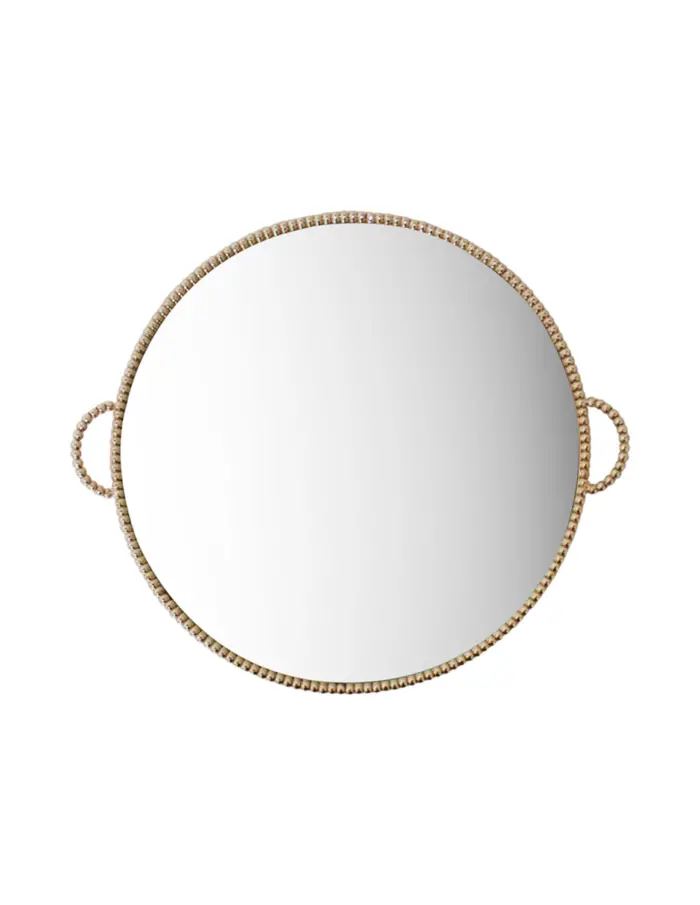 Charola de metal dorado con espejo y agarraderas de 35x29.5x4cm - Image 2