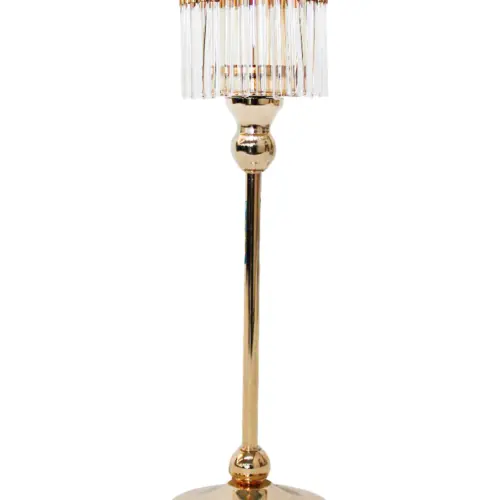 Candelabro de metal dorado con espejo de 10x10x33cm