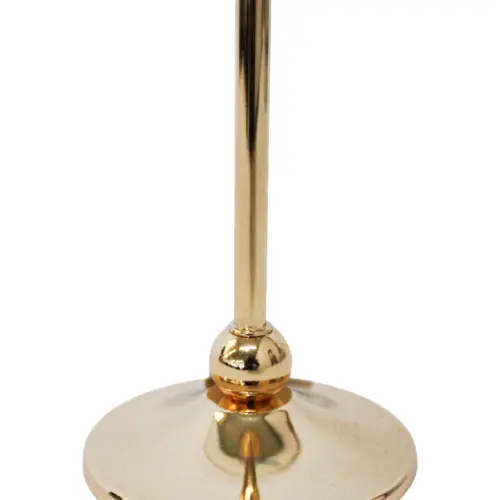 Candelabro de metal dorado con barras de vidrio de 10x10x27cm