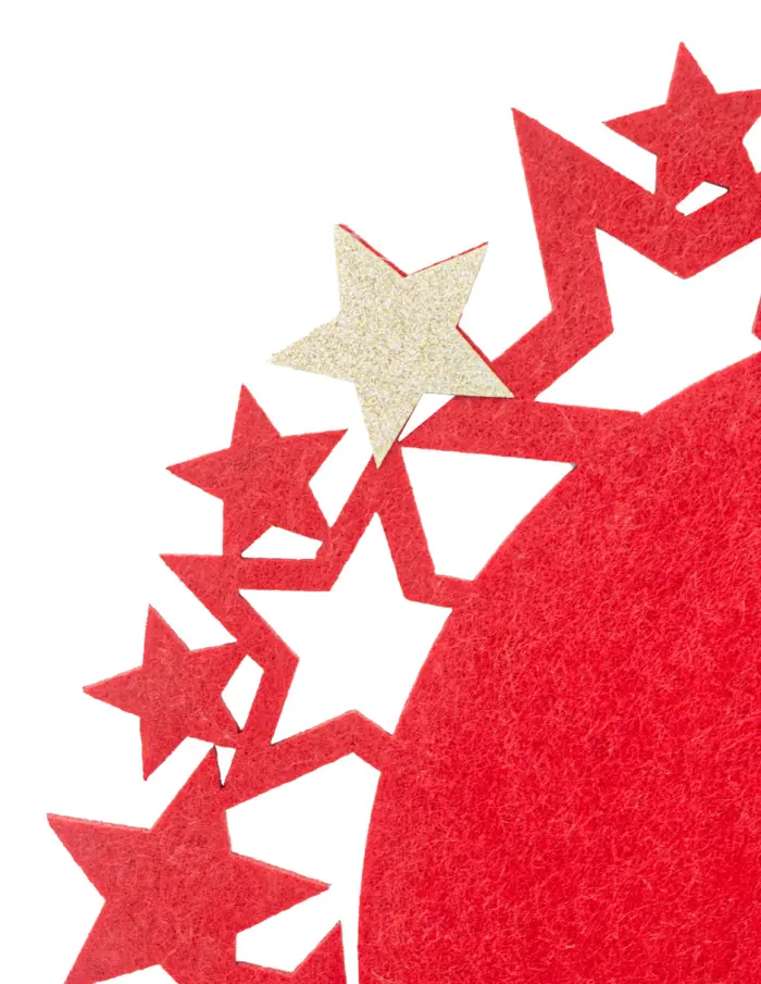 Mantel individual de fieltro rojo con orilla de estrellas plateadas de 35cm - Image 3