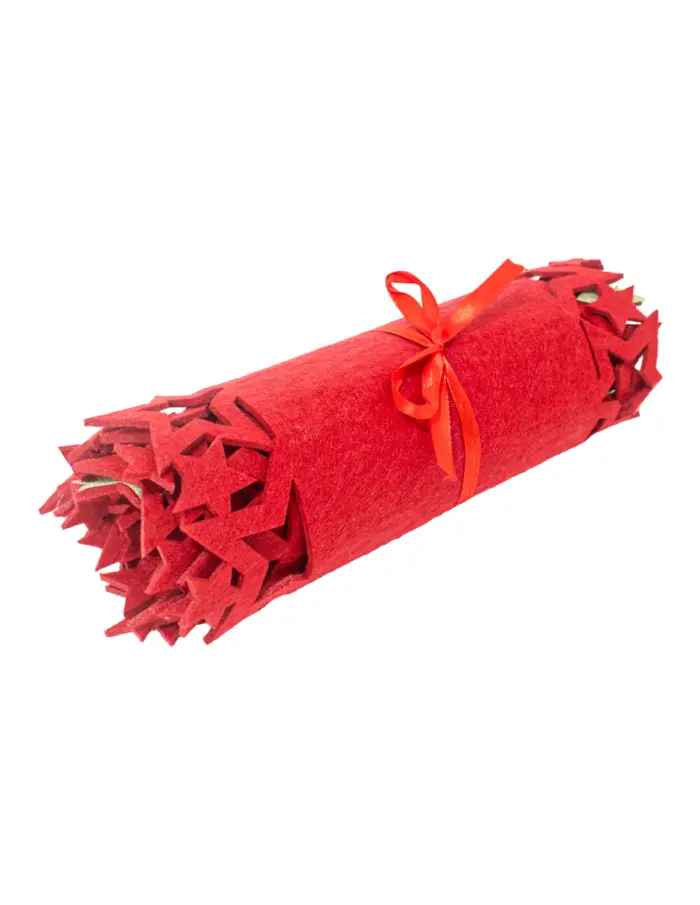 Camino de mesa de fieltro rojo con orilla de estrellas doradas de 119x30cm - Image 2