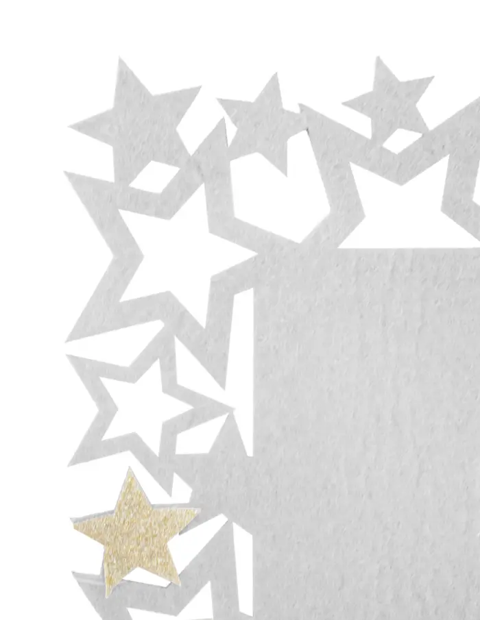 Camino de mesa de fieltro gris con orilla de estrellas platedas de 119x30cm - Image 3