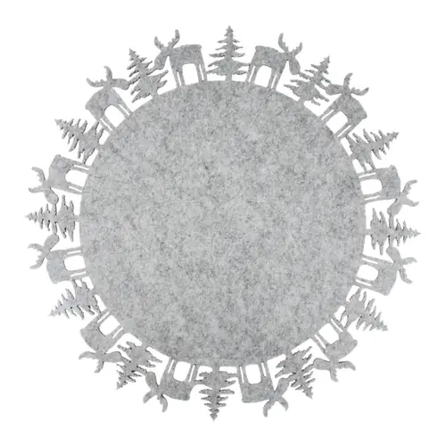 Mantel individual de fieltro gris con orilla de renos de 35cm