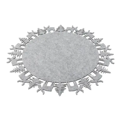 Mantel individual de fieltro gris con orilla de renos de 35cm