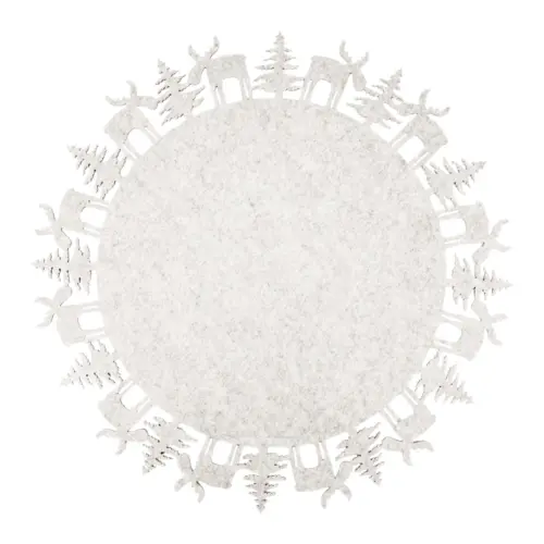 Mantel individual de fieltro blanco con orilla de renos de 35cm