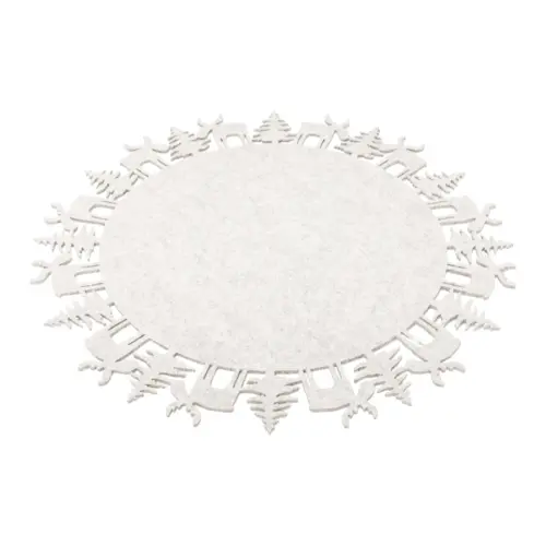 Mantel individual de fieltro blanco con orilla de renos de 35cm