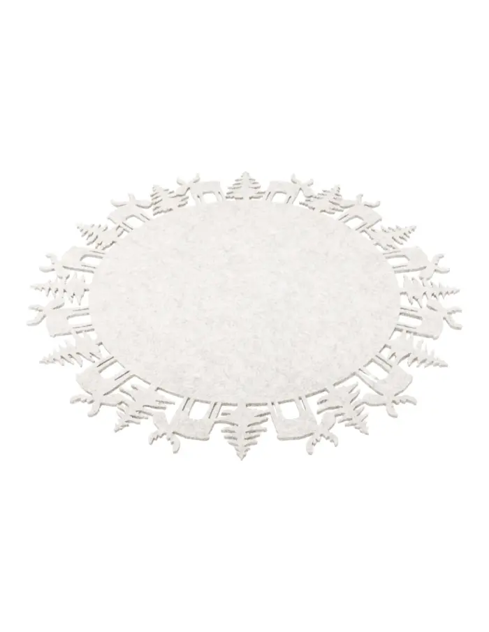 Mantel individual de fieltro blanco con orilla de renos de 35cm - Image 2
