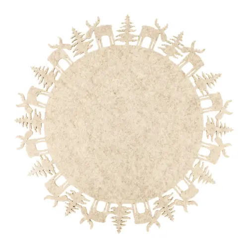 Mantel individual de fieltro beige con orilla de renos de 35cm