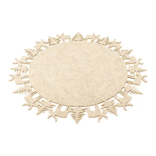 Mantel individual de fieltro beige con orilla de renos de 35cm