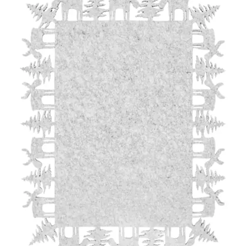 Mantel individual rectangular de fieltro blanco con renos de 40x30cm