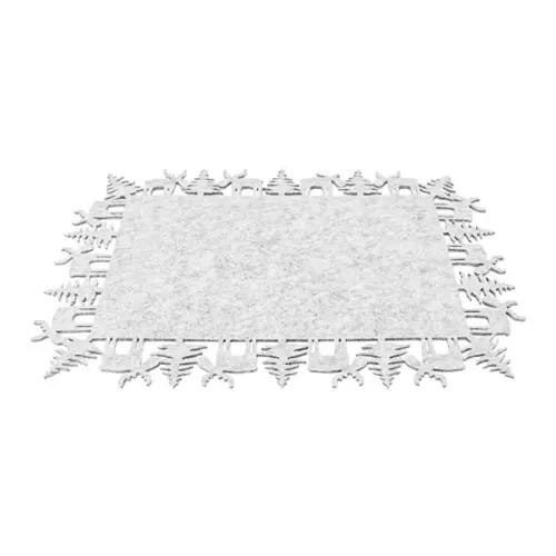 Mantel individual rectangular de fieltro blanco con renos de 40x30cm