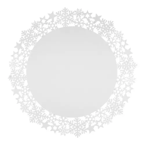 Mantel individual de fieltro blanco con orilla de copos de nieve de 35cm