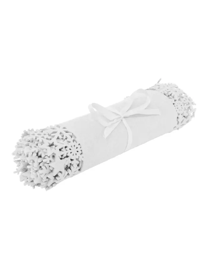 Camino de mesa de fieltro blanco con orilla de copos de nieve de 119x30cm - Image 2