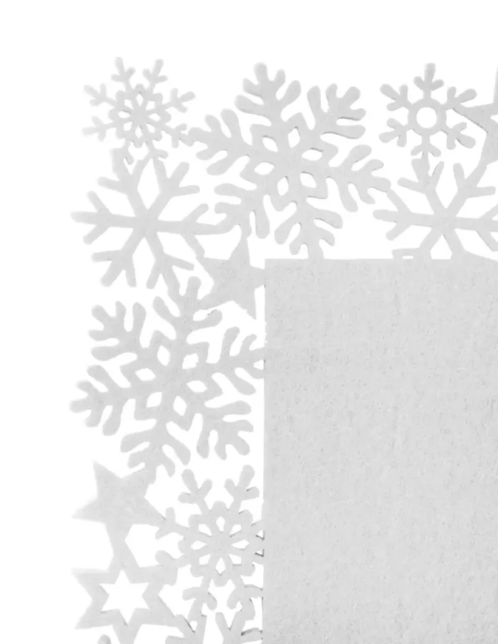 Camino de mesa de fieltro blanco con orilla de copos de nieve de 119x30cm - Image 3