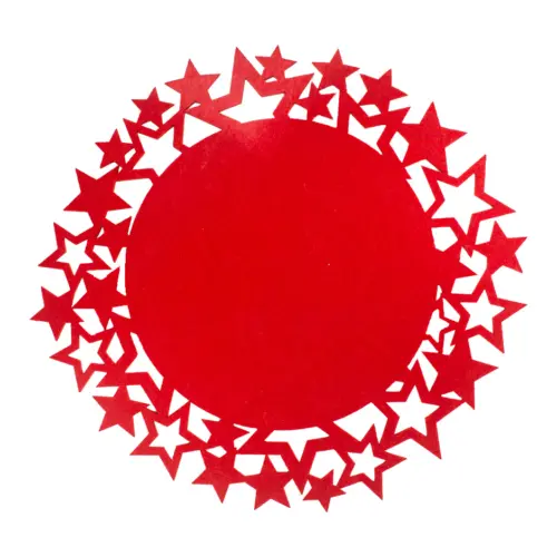 Mantel individual de fieltro rojo con orilla de estrellas de 35cm