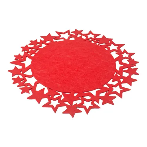 Mantel individual de fieltro rojo con orilla de estrellas de 35cm
