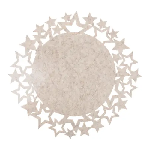 Mantel individual de fieltro beige con orilla de estrellas de 35cm