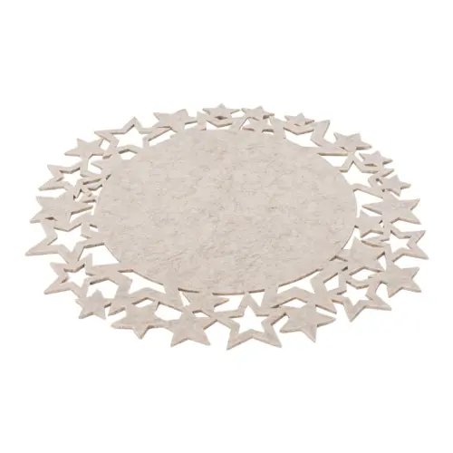 Mantel individual de fieltro beige con orilla de estrellas de 35cm