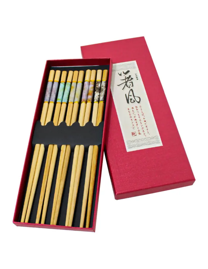 Juego de 5 pares de palillos para comida china diseño marmol - Image 2